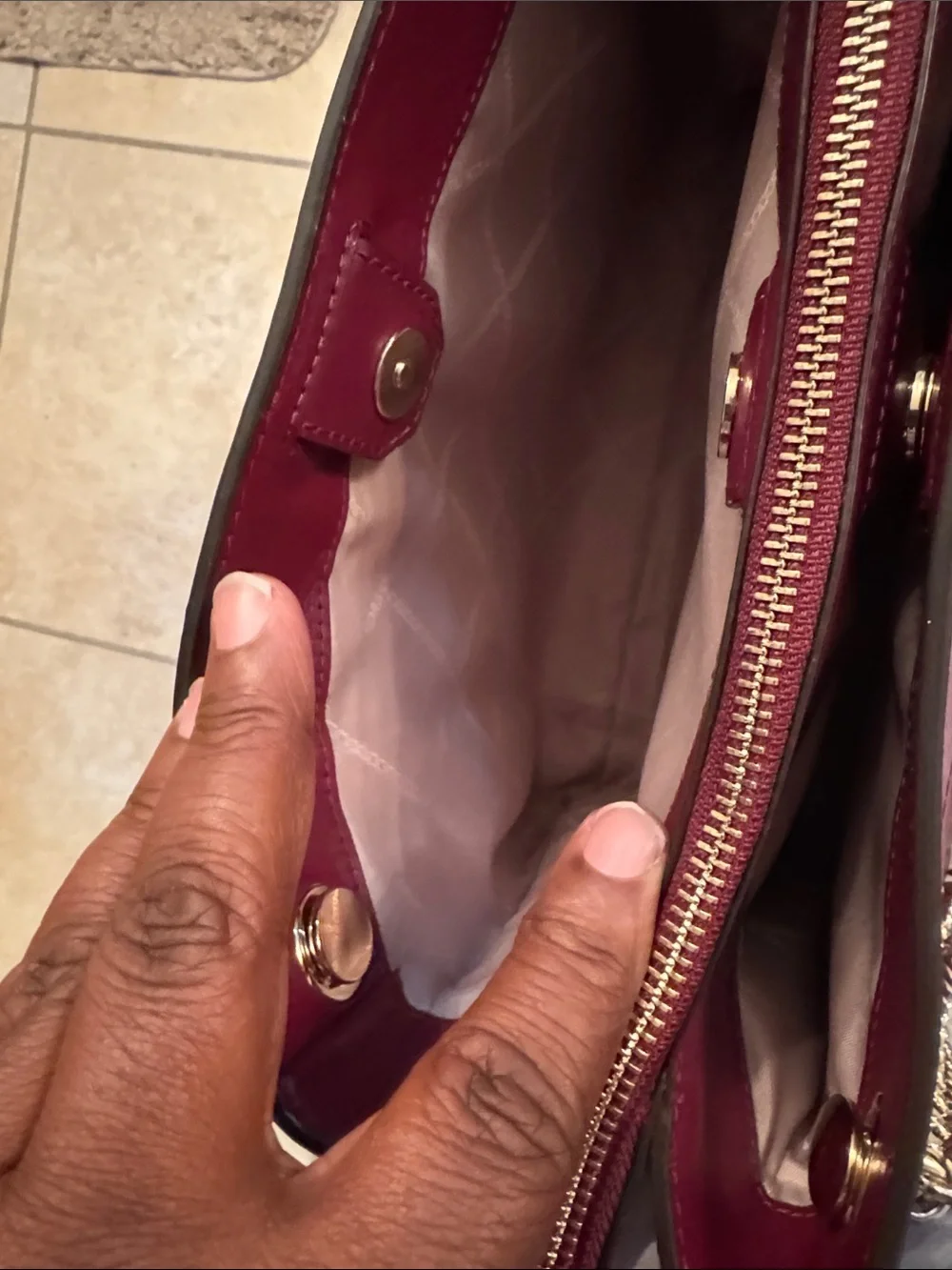 Michael Kors Wine Quilted Chain-Handle Shoulder Bag